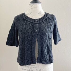 American Eagle Gray Cable Cardigan Sweater Size M
